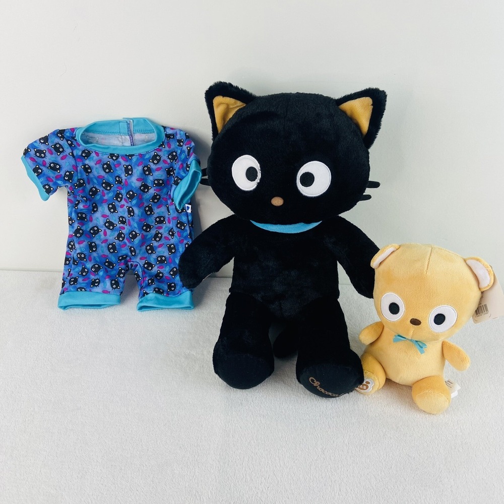 Build A Bear Chococat Sanrio Plush With Nutz Buddy & Sleeper Set Black 16in